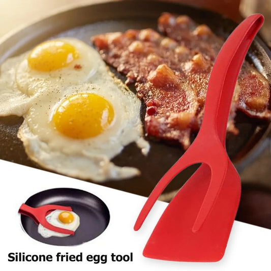 2 In 1 Grip And Flip Tongs Egg Spatula Tongs Clamp Pancake Fried Egg French Toast Omelet Overturned